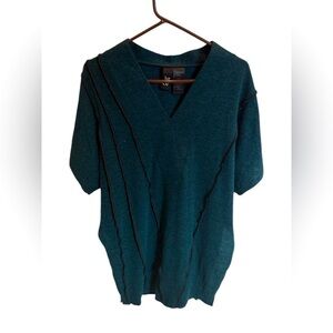 IGOR Vanda Tunic Sweater V-Neck Emerald Green Black Detail Size 38/40